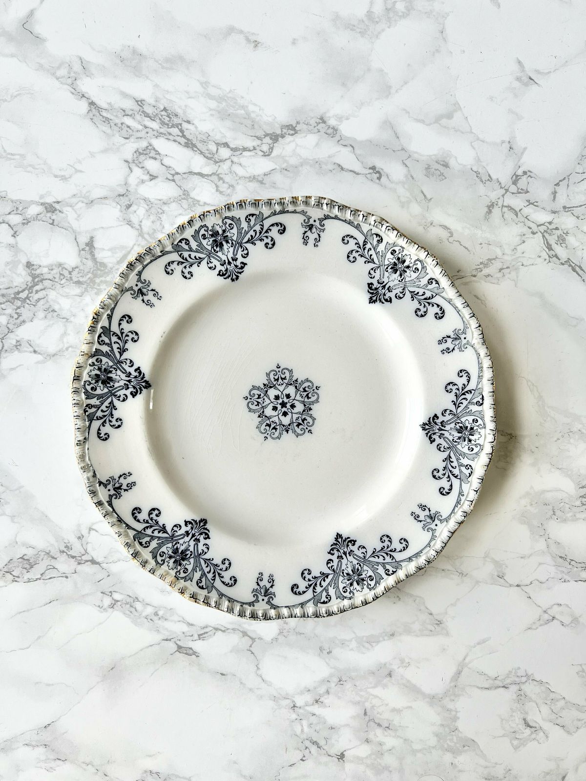 Antique Doulton Burslem Wall Plate Pair English Porcelain Victorian Transferware Dish White Rare Large Mix And Match 1800 Honiton photo for sale