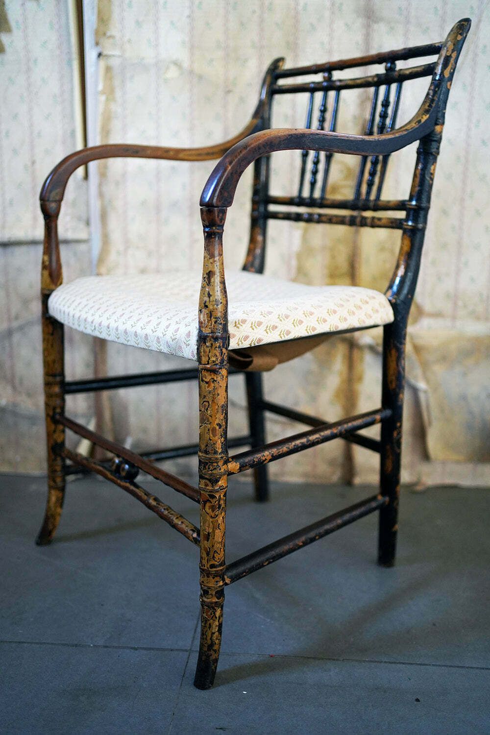 A Regency Period Lacquered Faux Bamboo Armchair C.1820 25 photo furniture