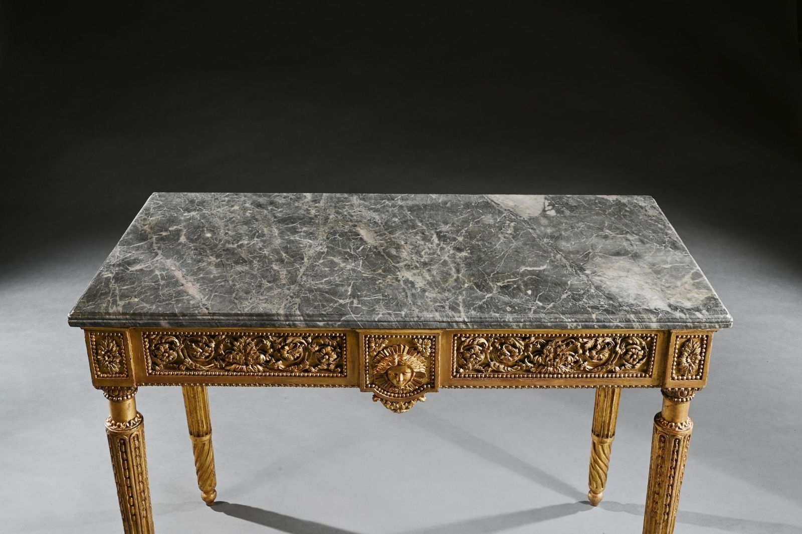 Late 18th Century Italian Carved Giltwood Marble Top Console Table photo furniture
