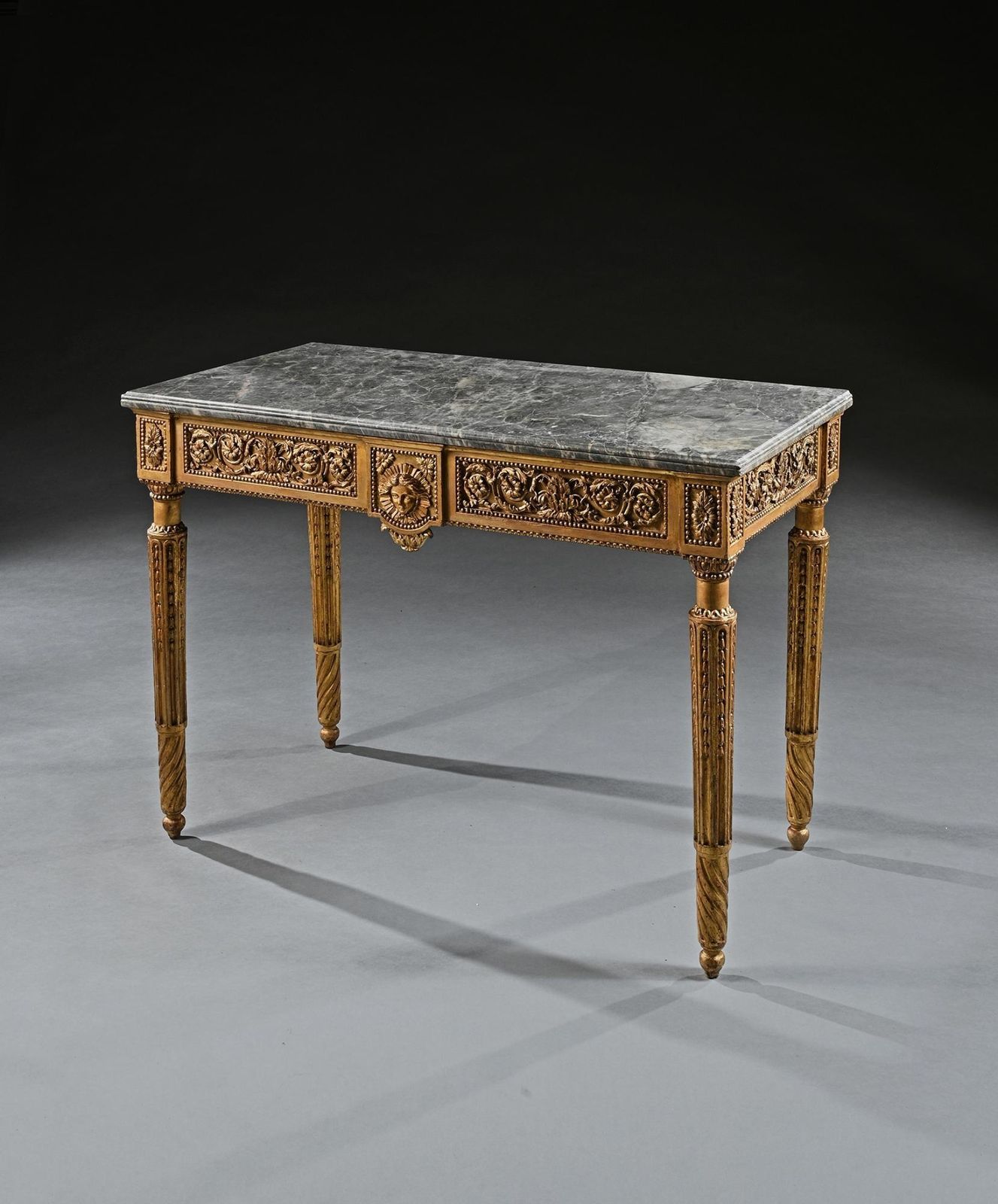Late 18th Century Italian Carved Giltwood Marble Top Console Table photo vintage
