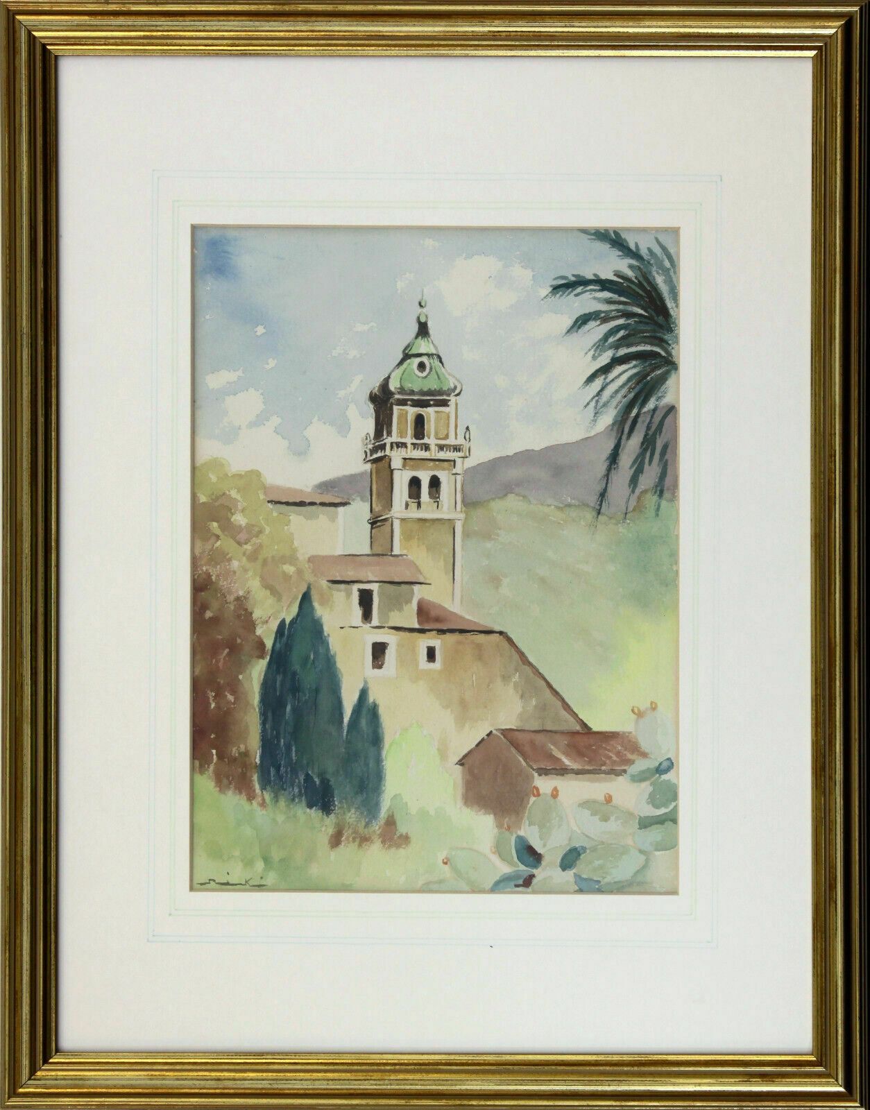 Watercolour Of An Onion Domed Chruch, Possibly Cyprus.