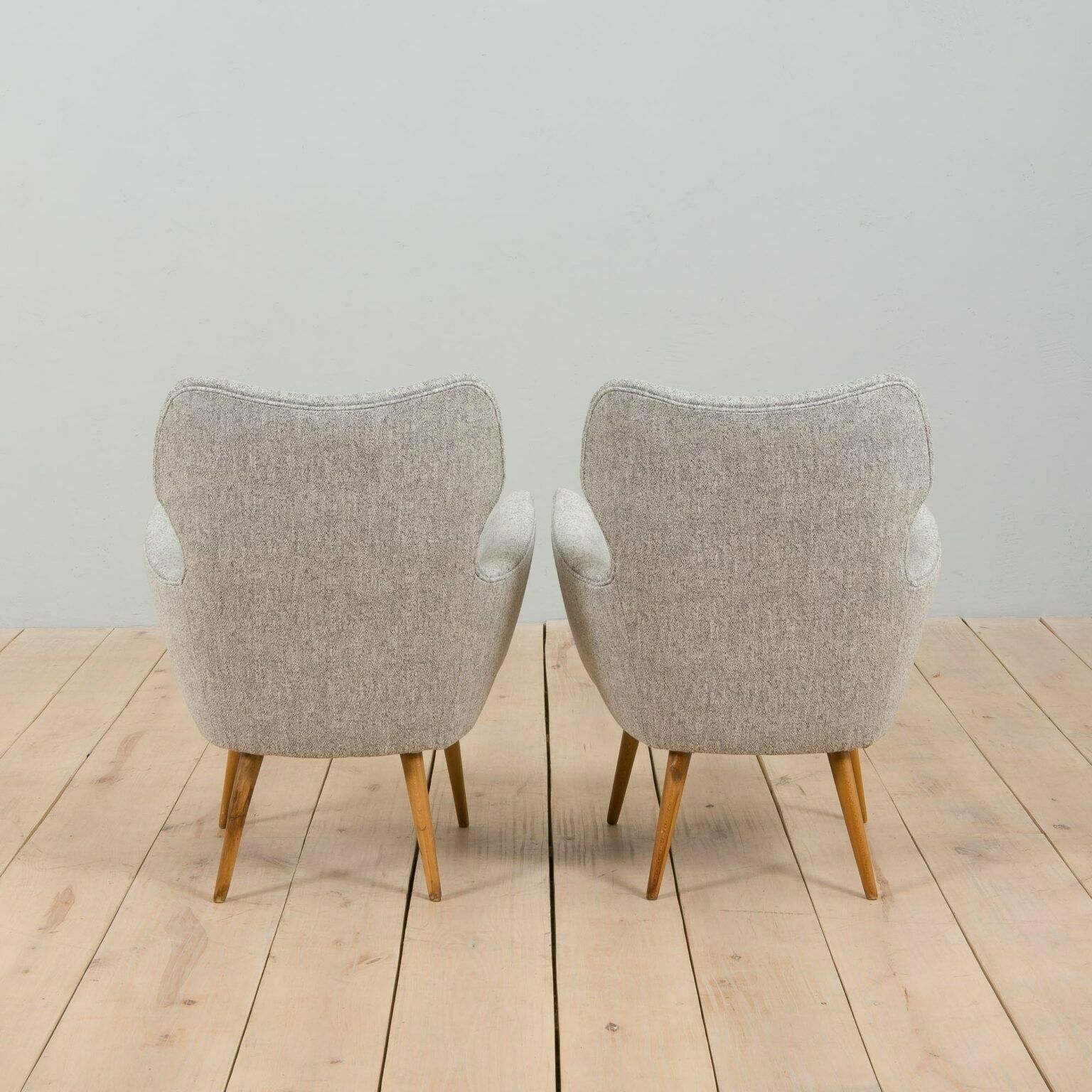 Pair Of Reupholstered Italian Lounge Armchairs In Gio Ponti Style, 1950s photo 1179.0
