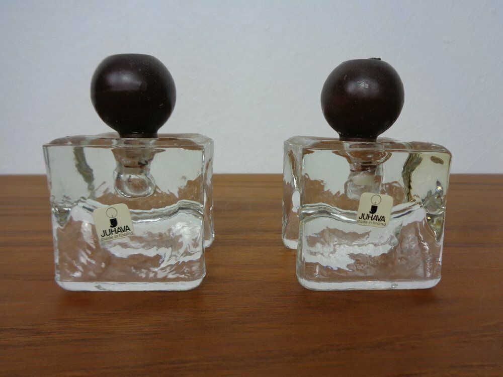 131.0 Finnish Ice Glass Candlesticks By Timo Sarpaneva For Juhava 1970s Set Of 4 photo