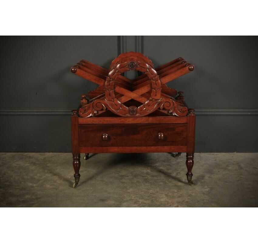 William IV Rosewood Canterbury Magazine Rack photo vintage