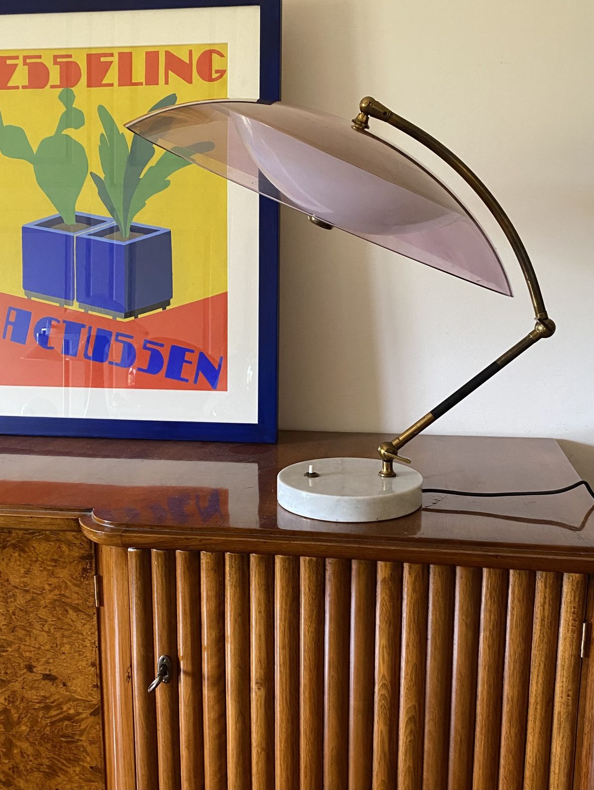 Lighting Stilux, Mod. Orleans Dome Table Lamp, Stilux Milano Italy, 1955 photo