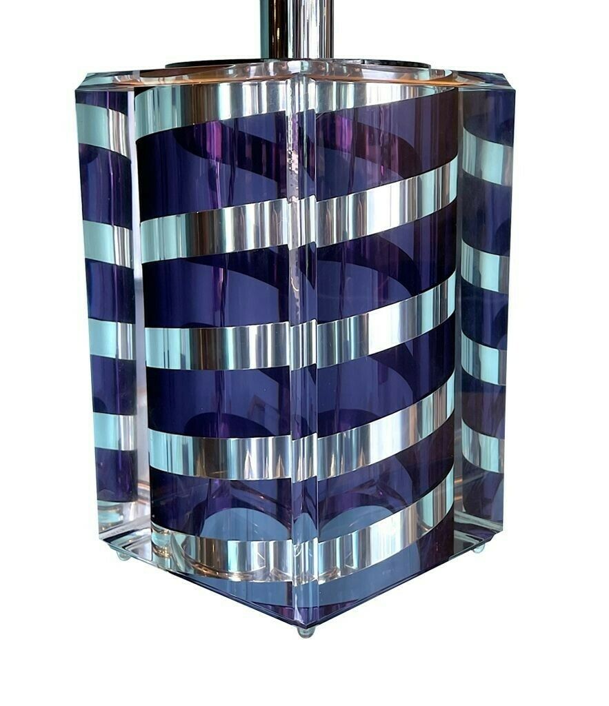 photo buy A Large Italian 1970s Romeo Rega Lucite And Chrome Lamp In Purple And Chrome