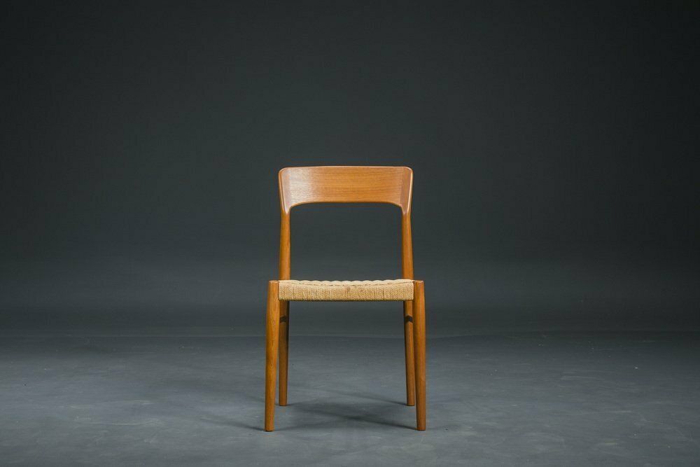 Danish Teak Wicker Dining Chair By Henning Kjaernulf For Koruo Stolefabrik, 1960s photo buy