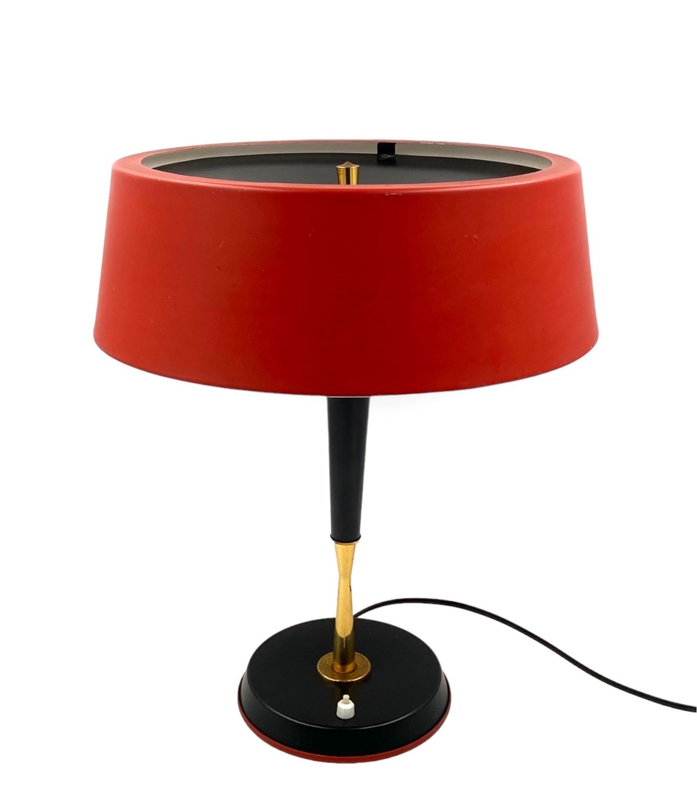 Oscar Torlasco, Mid Century Red Table Lamp, Lumi, Italy 1954