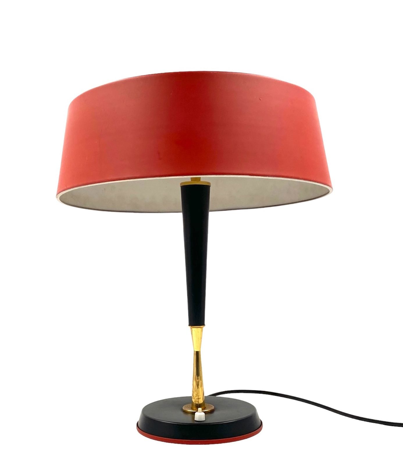 Oscar Torlasco, Mid Century Red Table Lamp, Lumi, Italy 1954 photo vinterior