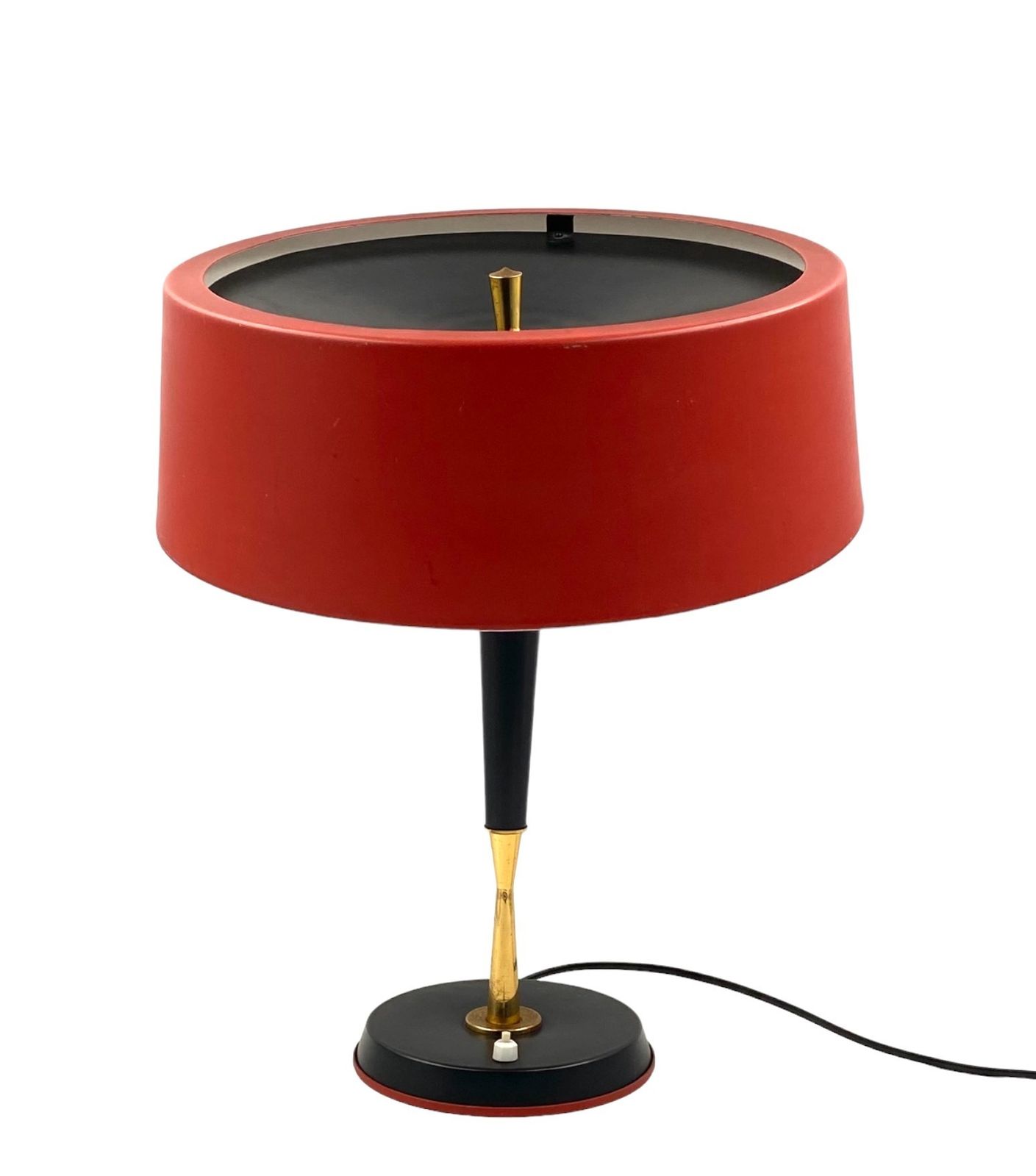 photo buy Oscar Torlasco, Mid Century Red Table Lamp, Lumi, Italy 1954