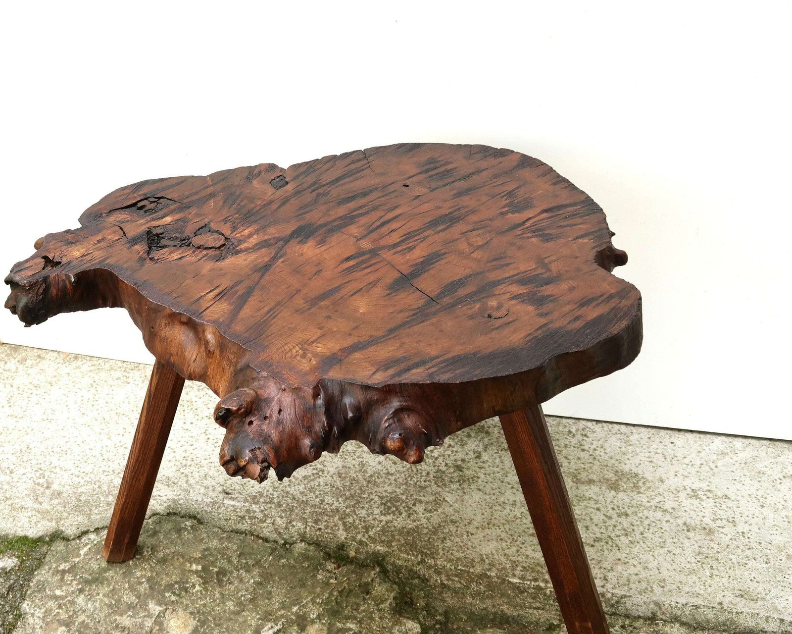 Large French Wood End Table / Coffee Table / Night Table, 1950s / Rustic, Nature, Natural, Cottage, Farmhouse Decor photo 611.0