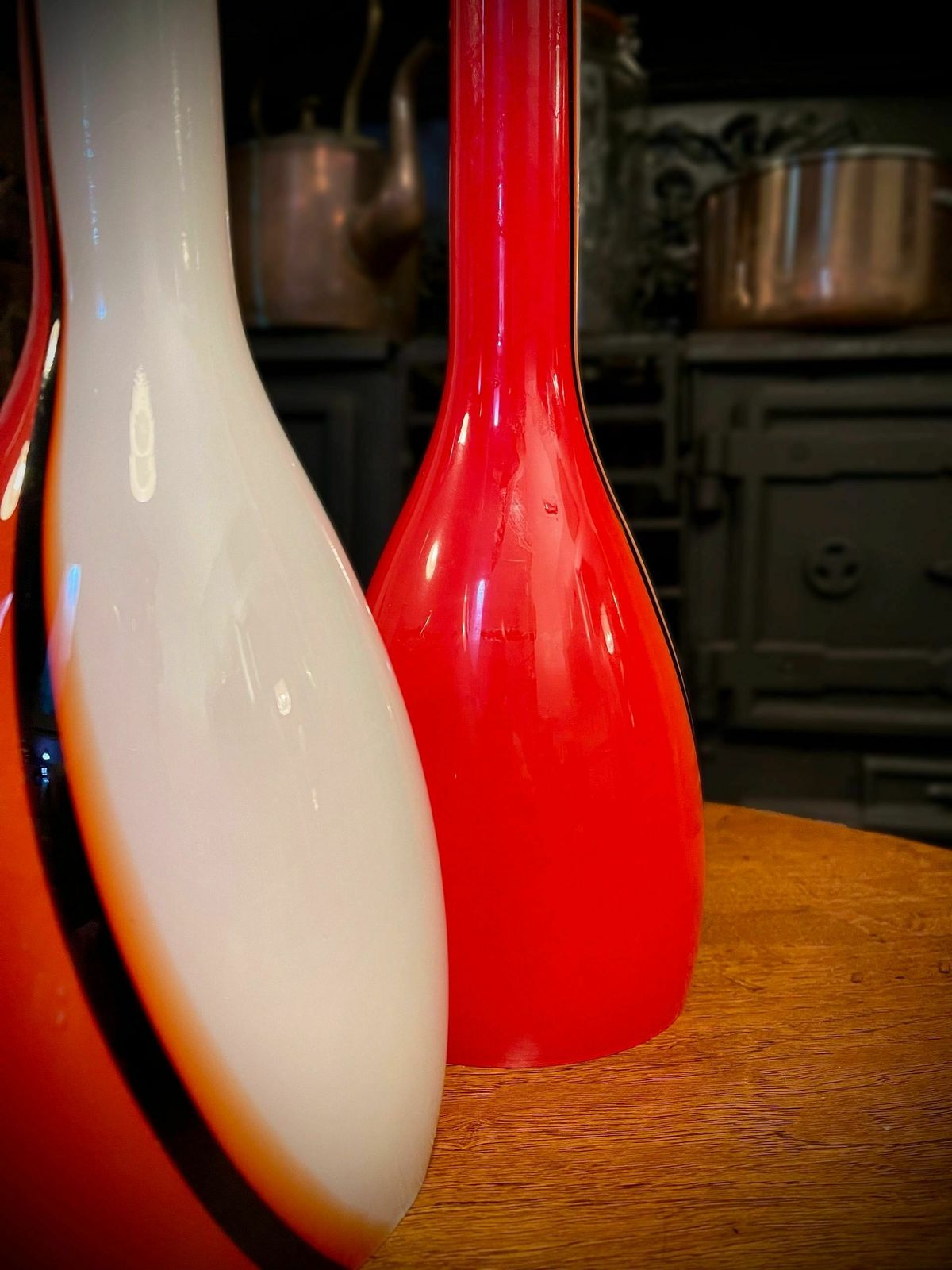 Mid Century Murano Luciano Vistosi Red White Black Glass Pendant Lampshades photo furniture