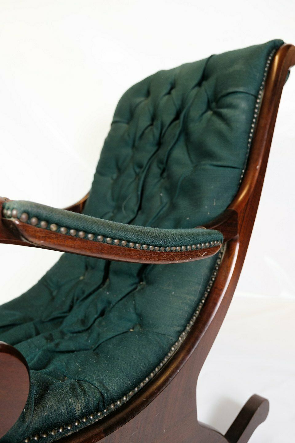 Rocking Chair In Green Wool Fabric & Mahogany From 1930s photo furniture