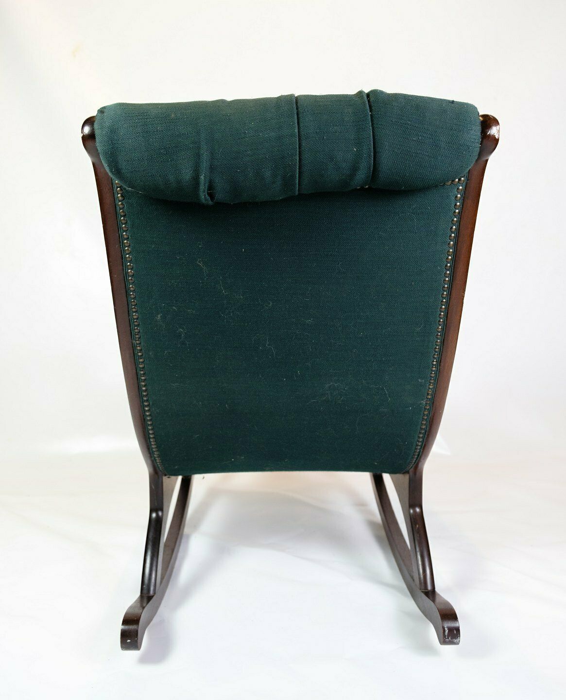 Rocking Chair In Green Wool Fabric & Mahogany From 1930s photo vinterior