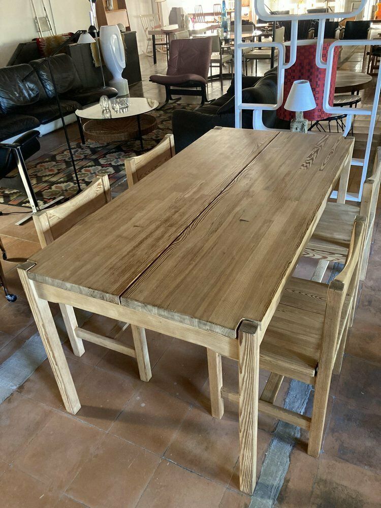 Hongisto Dining Set In Solid Pine By Ilmari Tapiovaara For Laukaan Puu, 1960s, Set Of 5 photo for sale