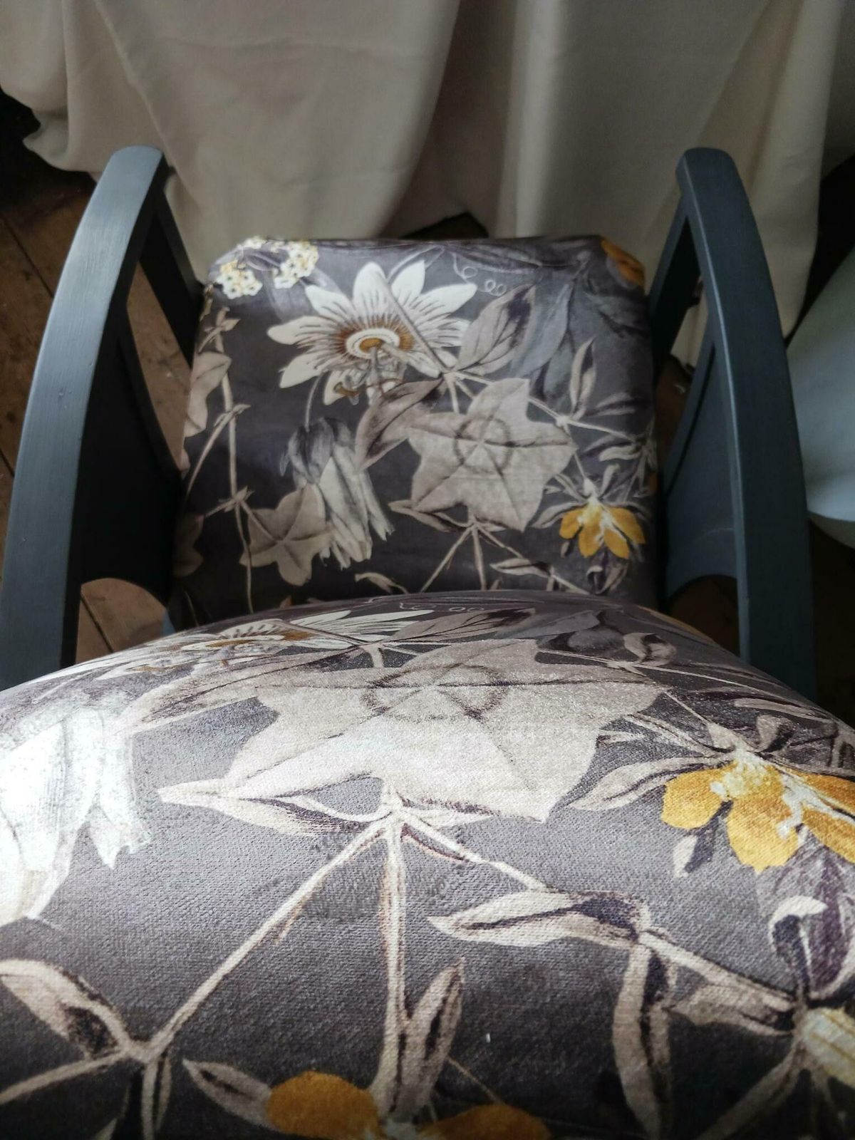 Arts And Crafts Reclining Chair In Clarke And Clarke Passiflora Velvet. photo furniture