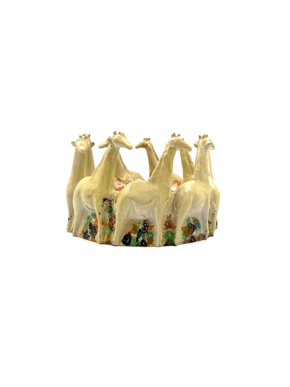 Postmodern Giraffe Ceramic Centerpiece / Vide Poche, Nd Dolfi Montelupo Italy, 1990s photo Home Decor
