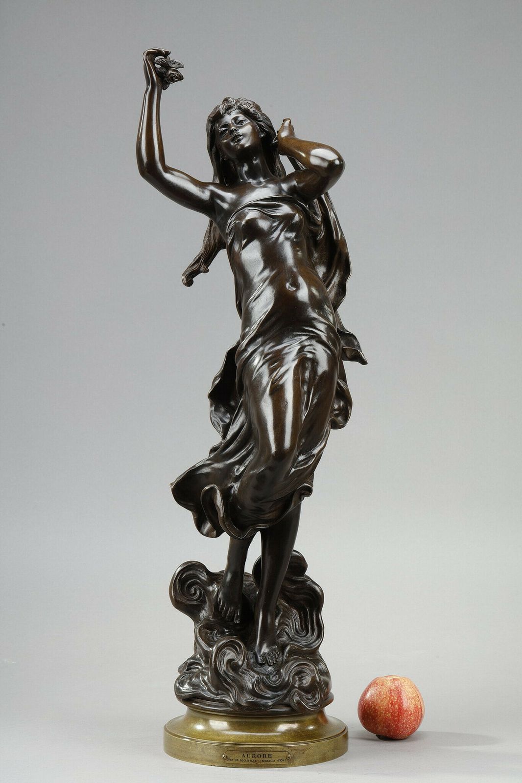 "L'aurore" (Dawn): Shaded Brown Red Patina Bronze Proof, After Hippolyte Moreau