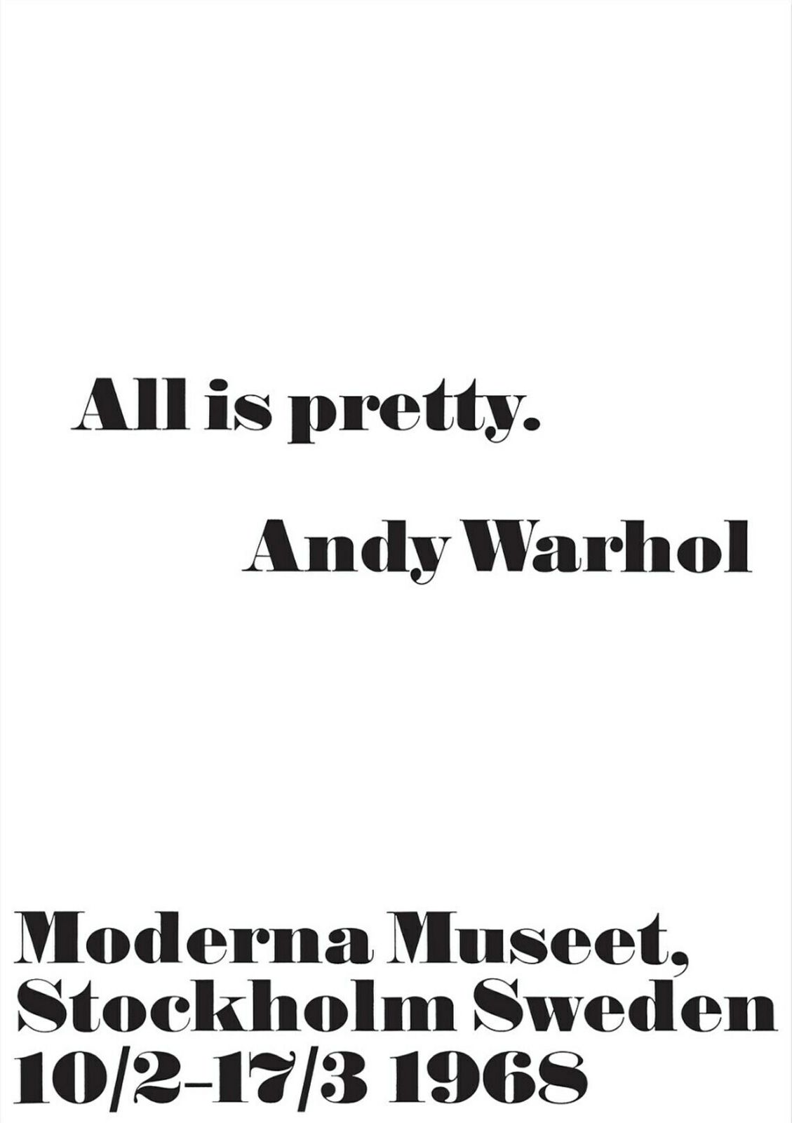 Official Andy Warhol Poster   All Is Pretty   Stunning Physical Print From The Museum, Fully Authentic   Pop Art