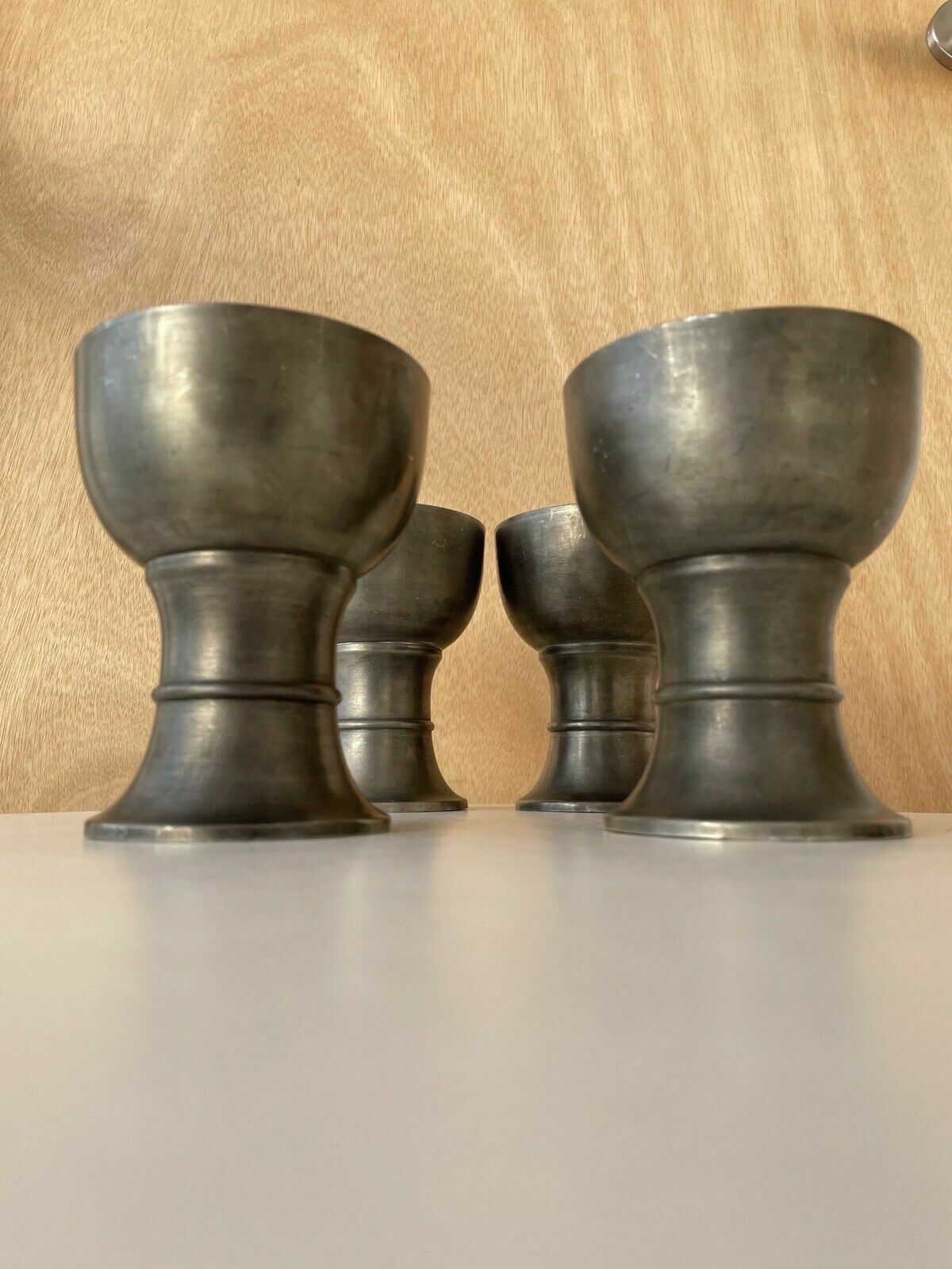 Set Of 4 Mid Century Swiss Pewter Goblets From A Jeger Basel Switzerland photo buy
