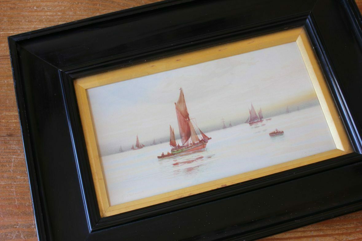 photo furniture Framed Signed Watercolour Painting. Off Scarborough By Gm Avondale. C1915.