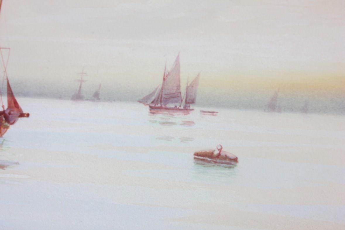 photo for sale Framed Signed Watercolour Painting. Off Scarborough By Gm Avondale. C1915.