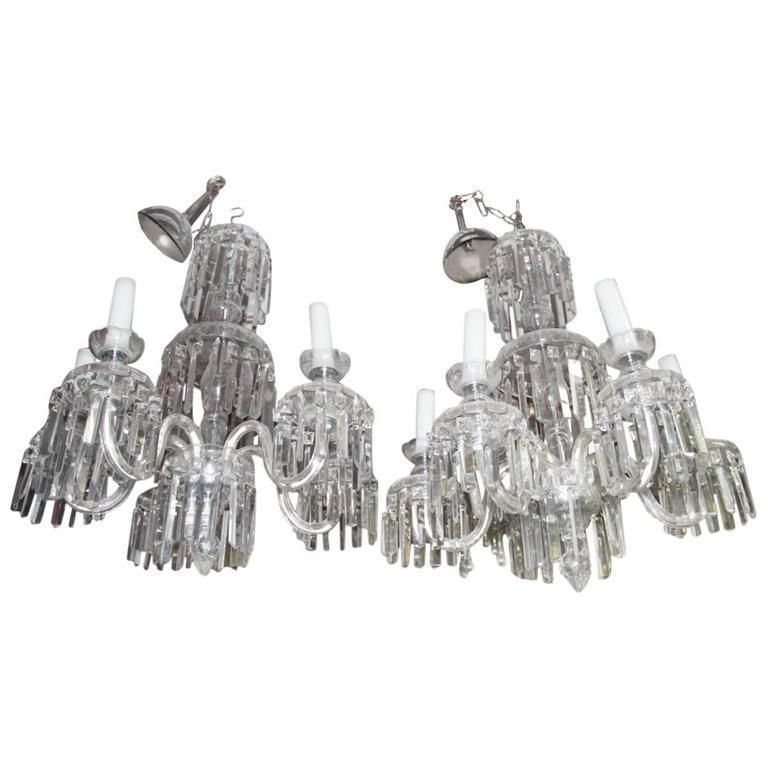 Pair Crystal Chandeliers 1950 Bohemia Elegant And Chic