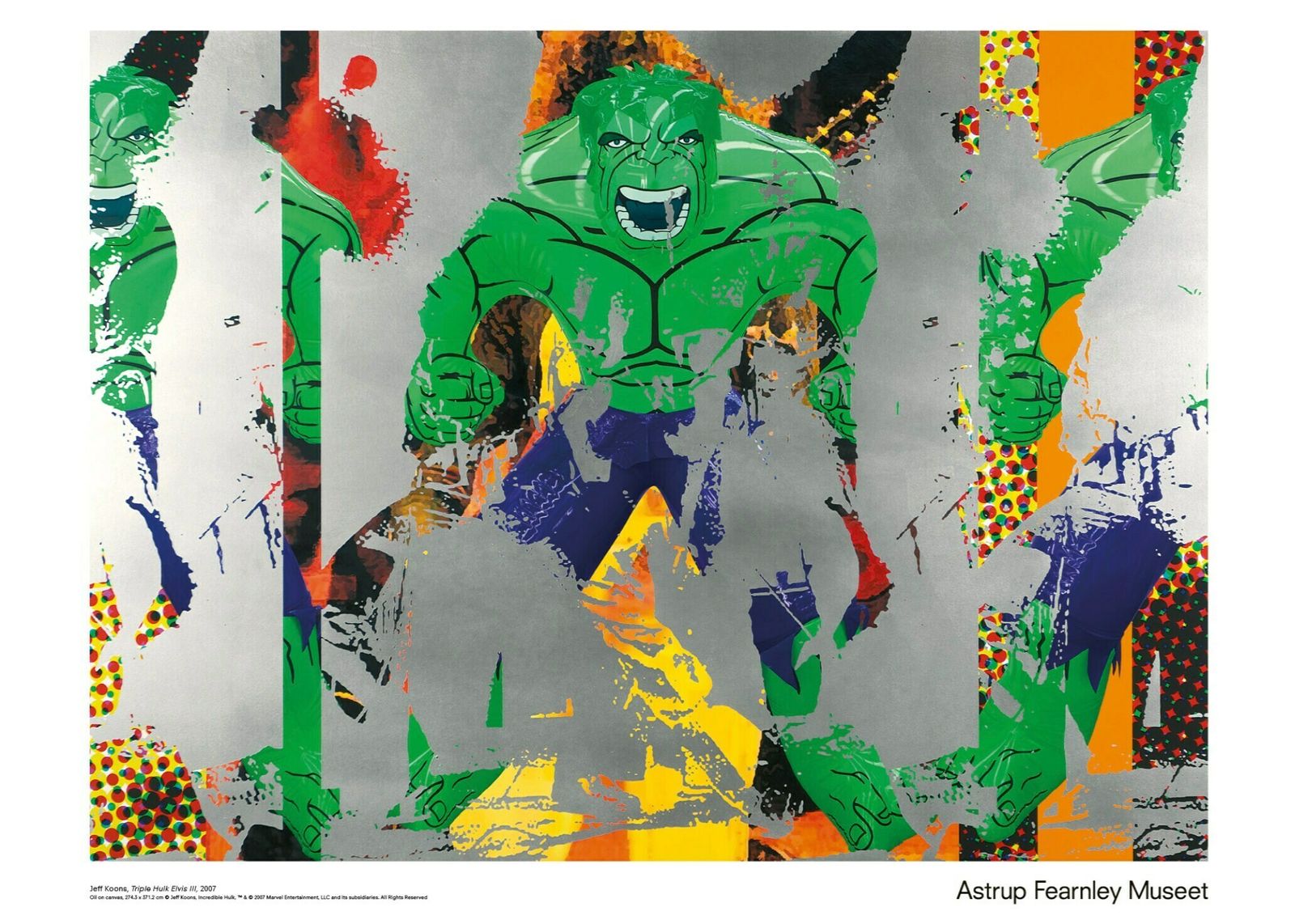 Original Jeff Koons Exhibition Poster   Triple Hulk Elvis III   Authentic Museum Print
