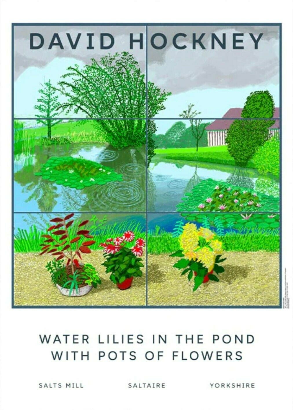 Original David Hockney Poster   Water Lilies In The Pond With Pots Of Flowers   Authentic Museum Print