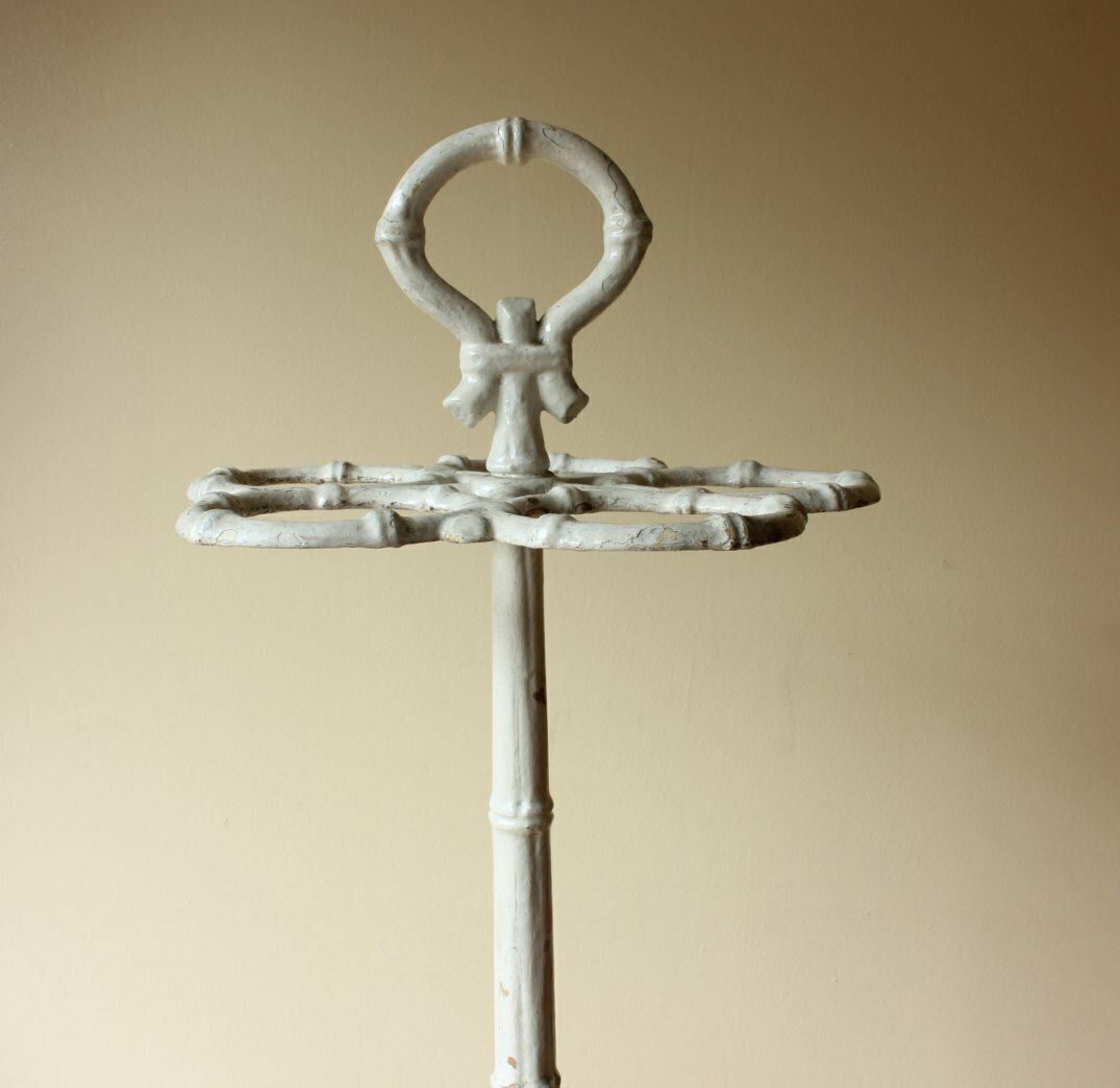 495.0 French Country House Cast Iron Faux Bamboo Umbrella Stick Stand. C1880. photo