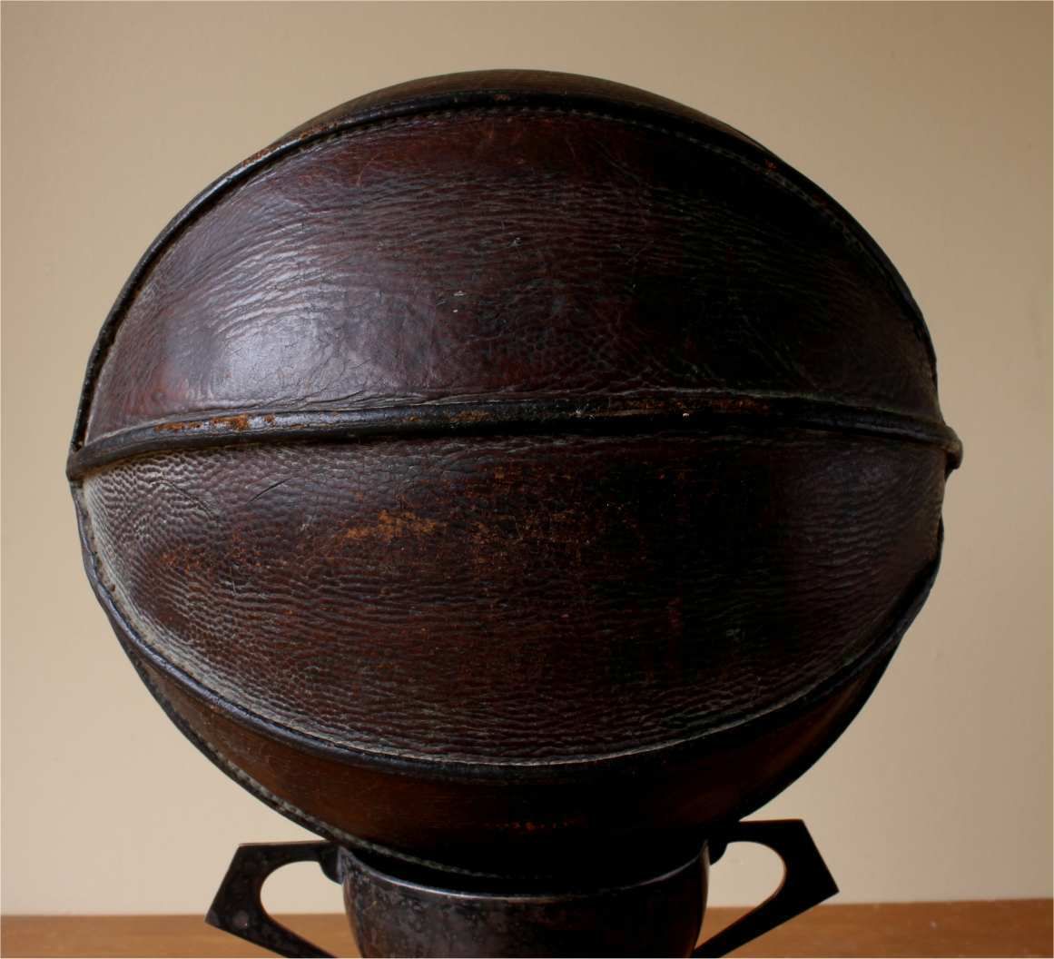 Antique 8 Panel Laced Leather Basketball. Spalding Outseam Ball. C1915. photo furniture