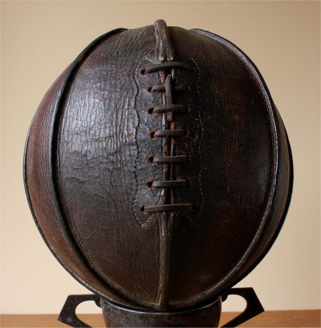 photo for sale Antique 8 Panel Laced Leather Basketball. Spalding Outseam Ball. C1915.