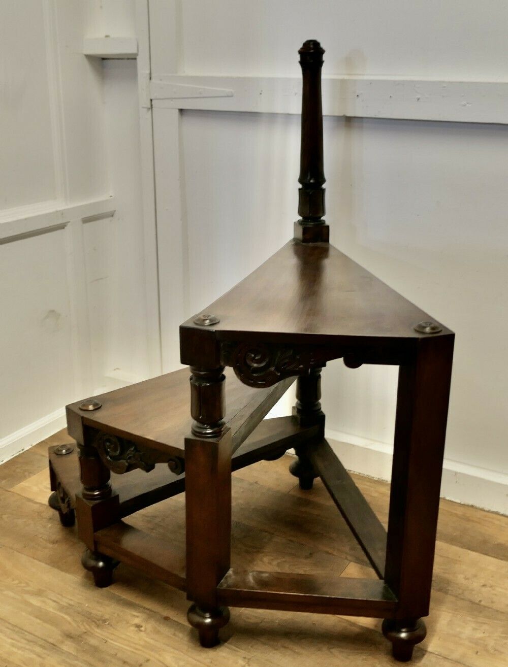 Heavy Victorian Spiral Library Steps With Turned Supports photo vinterior