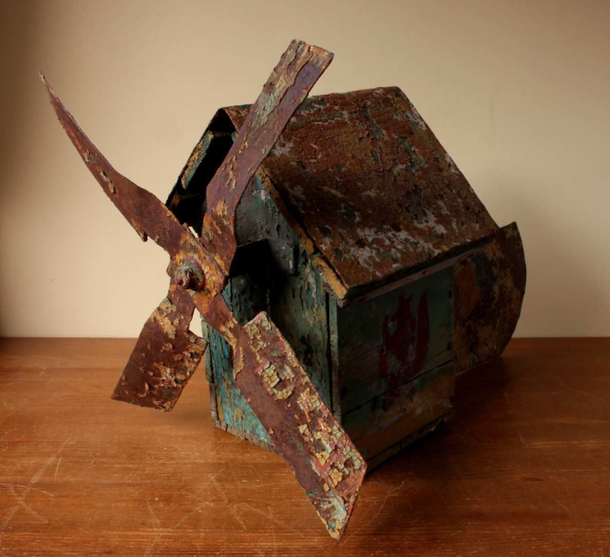 Home Decor Belgium Folk Art Wooden Garden Windmill House. Scratch Built Decorative. photo