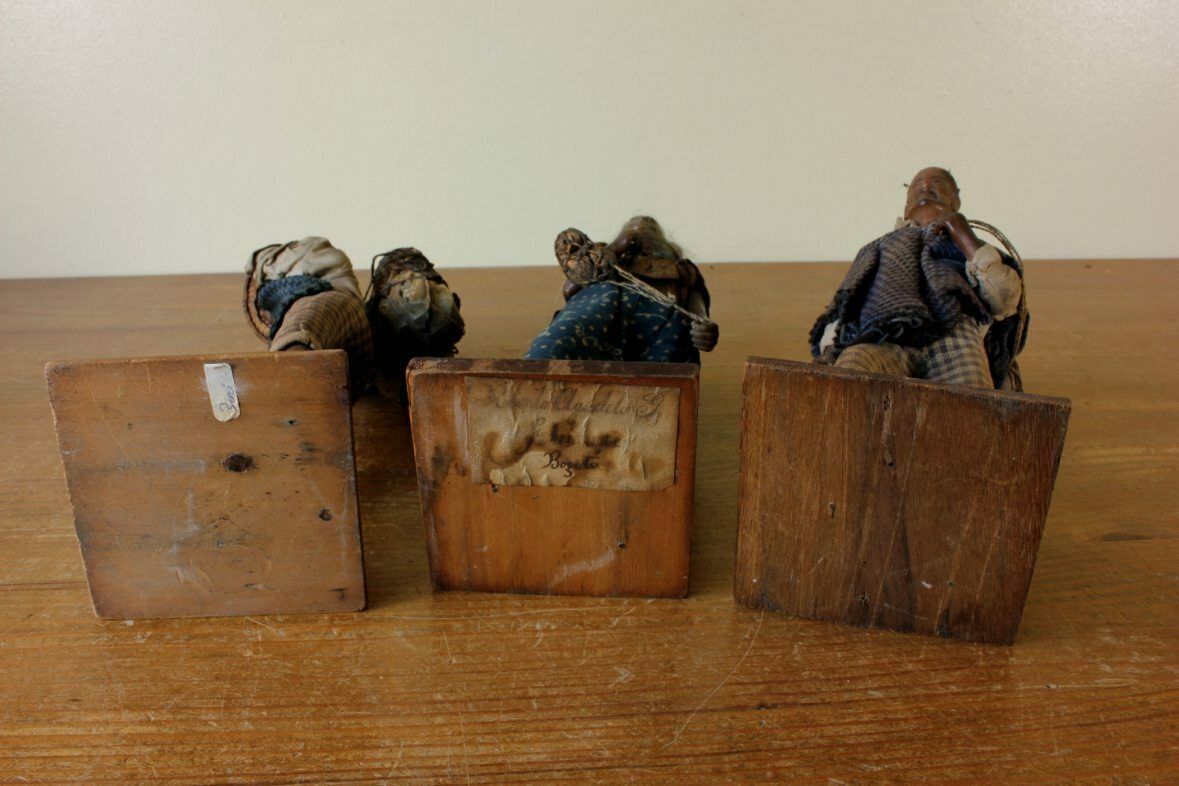 Home Decor Three Wax Pedlar Figure Dolls. Bogota Colombia. Handmade. 19th Century. photo