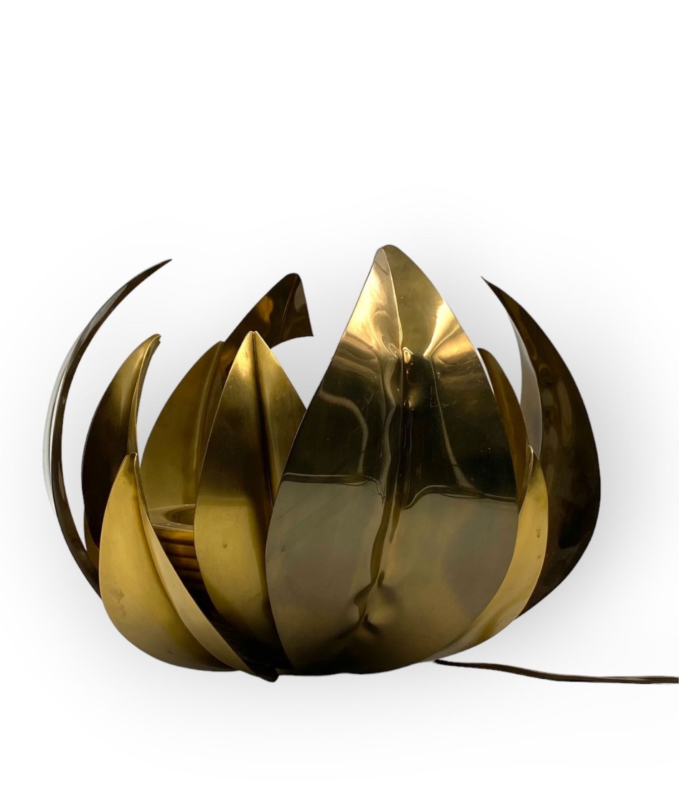 photo vinterior Lotus Flower Brass Floor/Table Lamp, Attr. Bottega Gadda, Italy, 1970