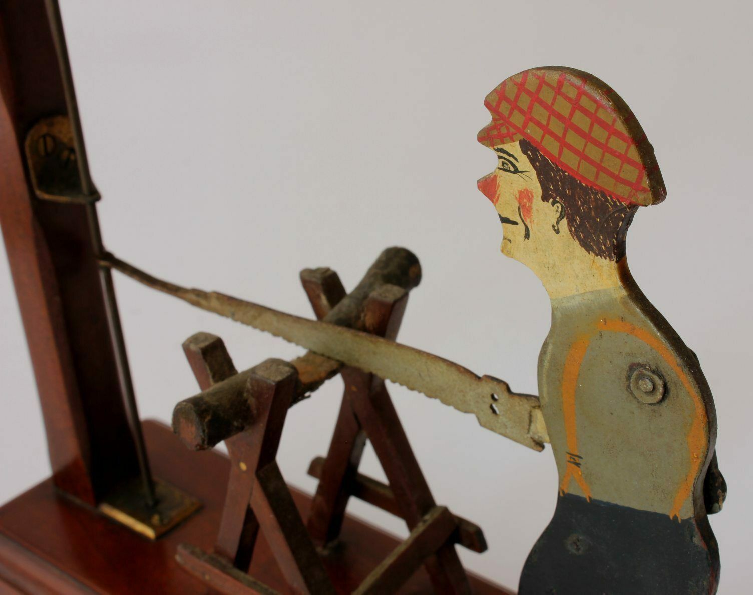 Folk Art Wood Cutter Whirligig. Hand Made Wind Toy Sawing Man. 1932. photo buy