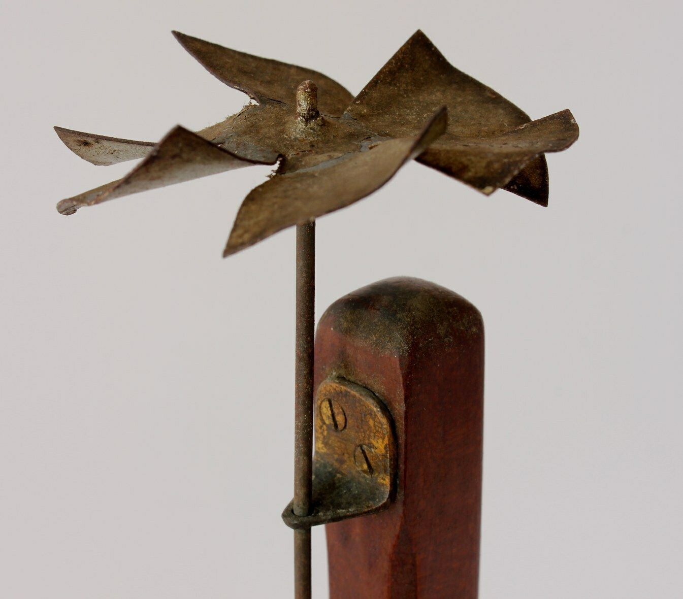 Folk Art Wood Cutter Whirligig. Hand Made Wind Toy Sawing Man. 1932. photo vintage