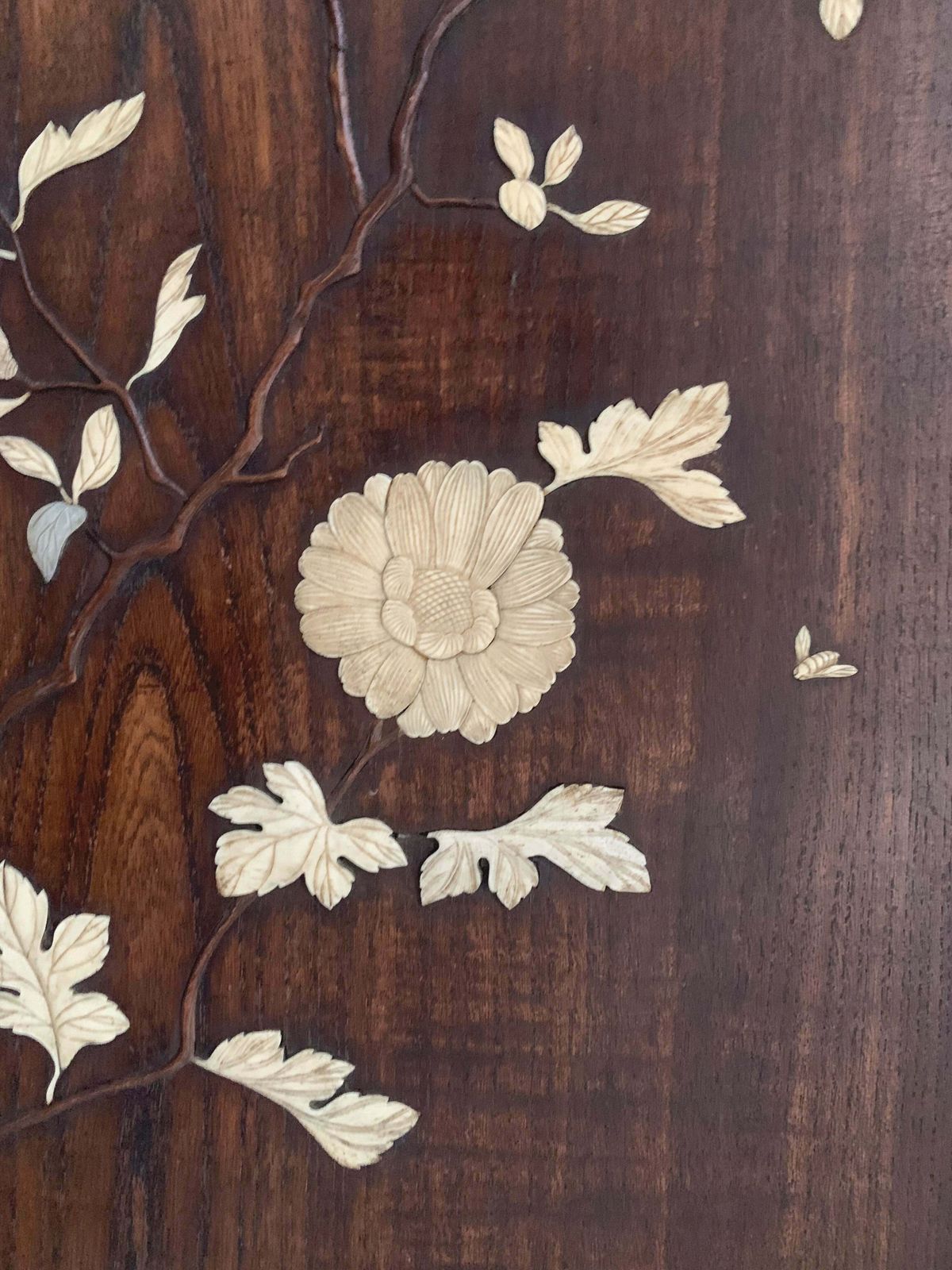 Antique Japanese Shibayama Woodenware Relief, Made With Bone & Mother Of Pearl photo 425.0