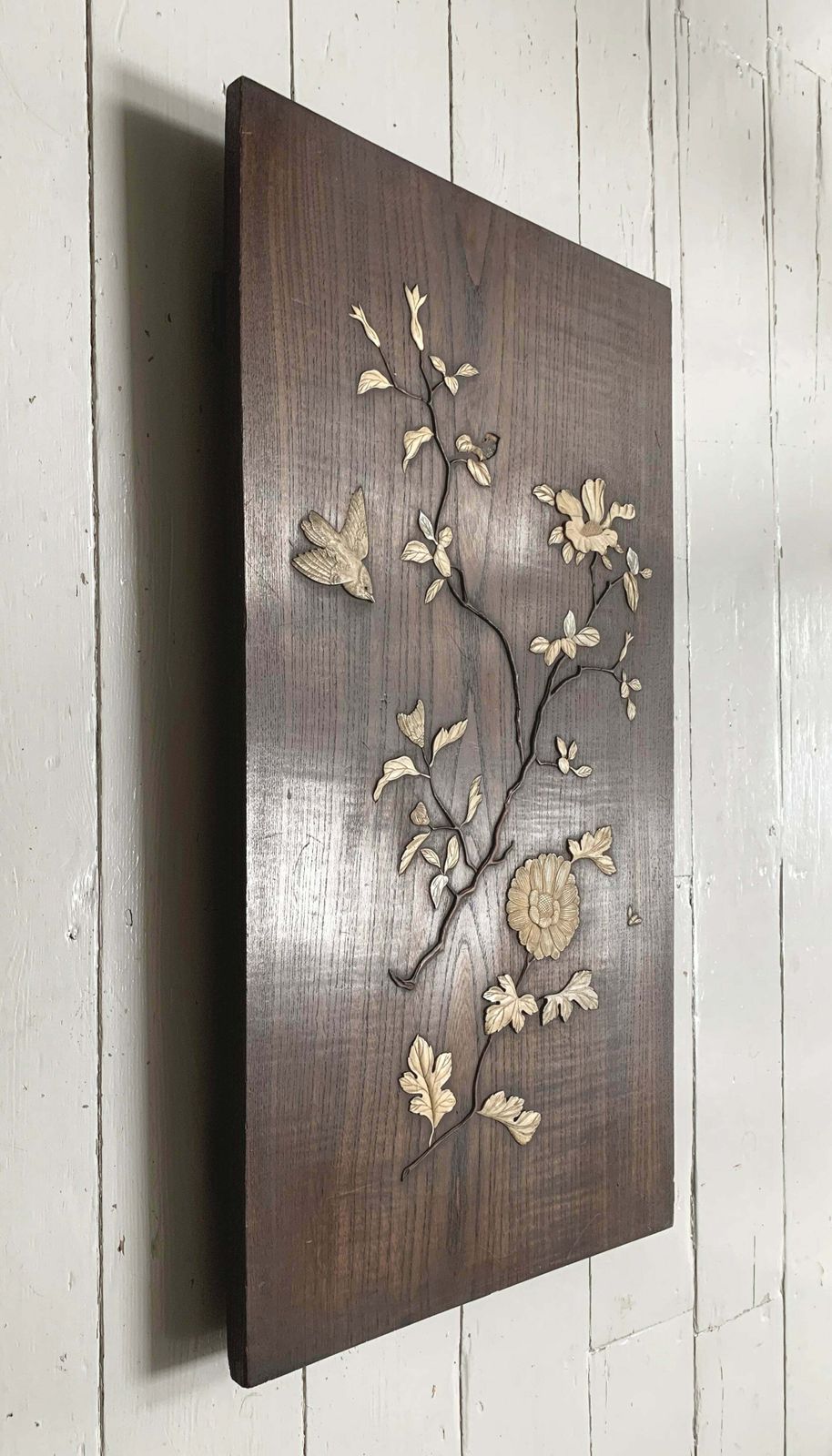 Home Decor Antique Japanese Shibayama Woodenware Relief, Made With Bone & Mother Of Pearl photo