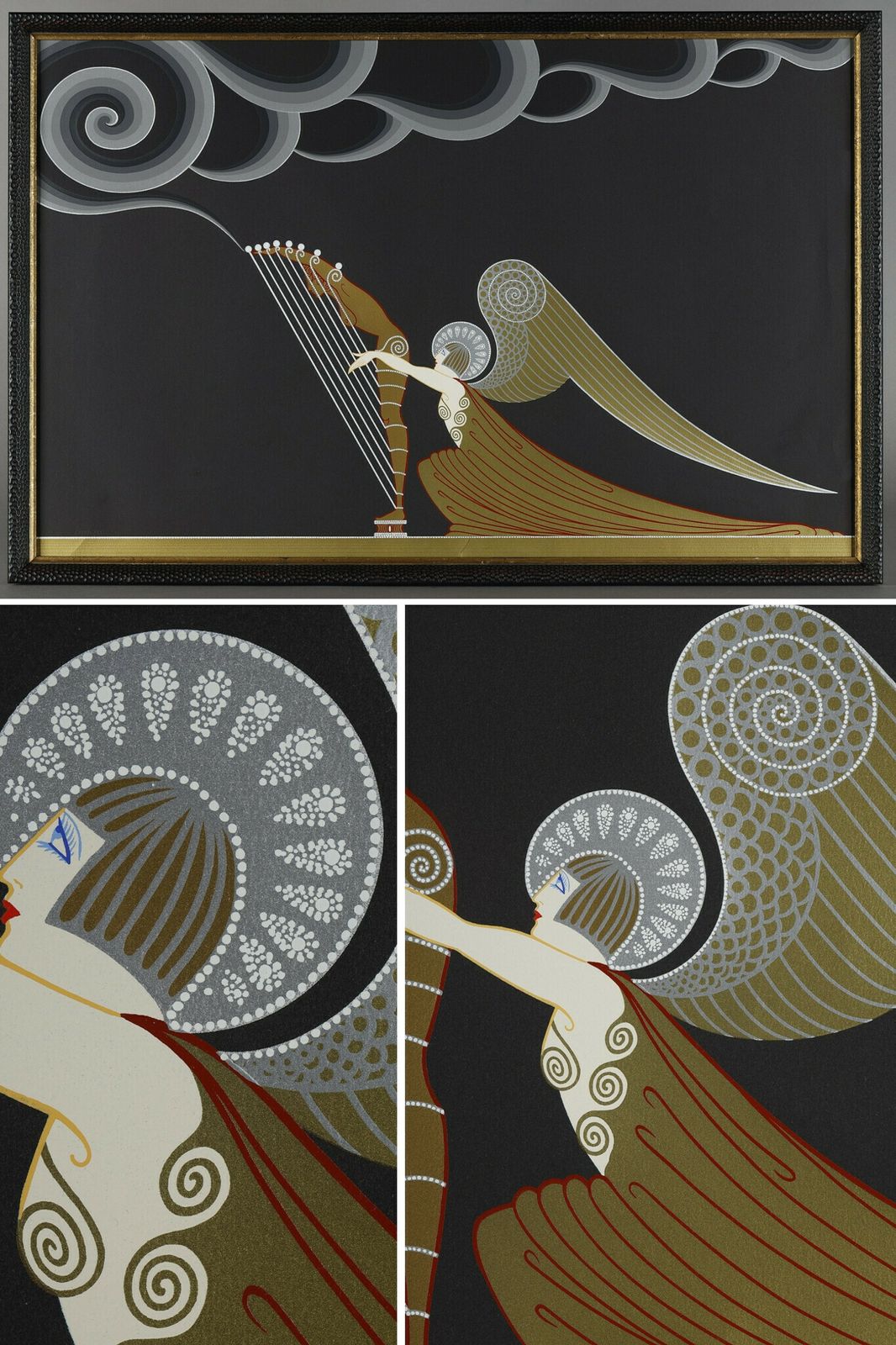 L'ange à La Harpe, Color Lithograph By Erté (1892 1990).