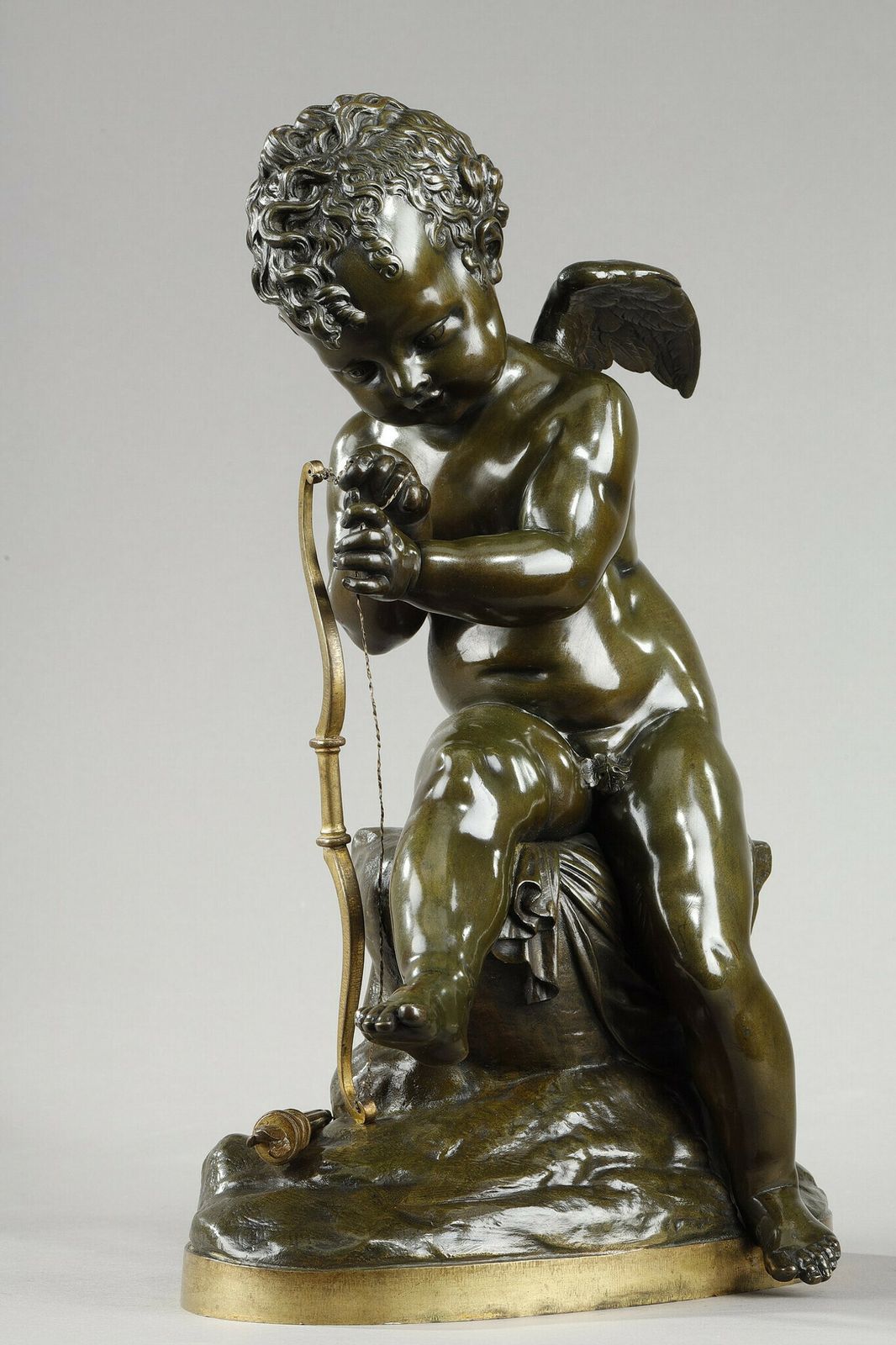 Bronze Of Cupid Bending His Bow, After Lemire (1741 1827) photo for sale