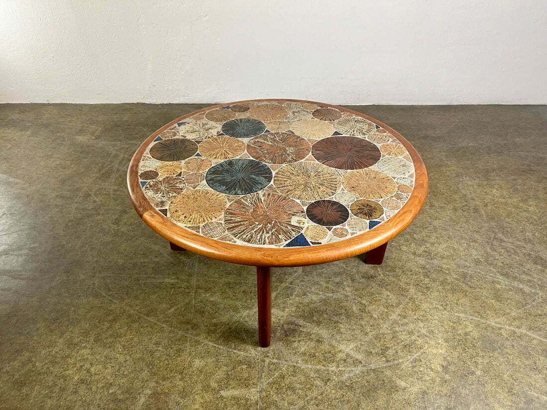 Coffee Table Tue Poulsen Haslev Teak Ceramic Tiles Mid Century photo for sale