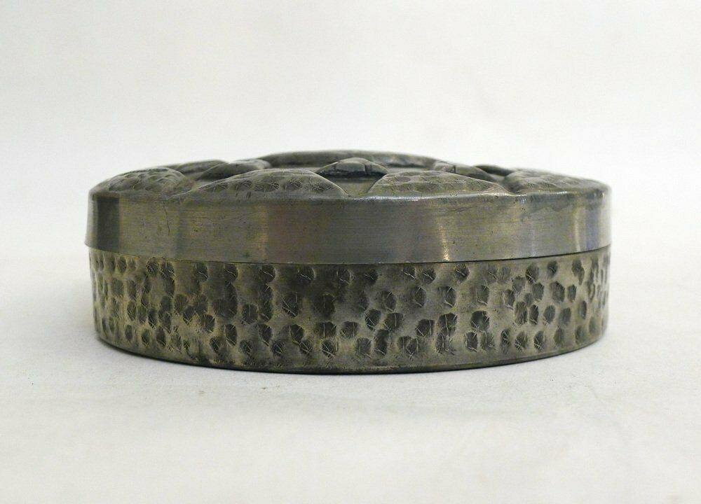 Art Deco Oval Box With Geometric Pewter Decor By Charles 1930s photo furniture