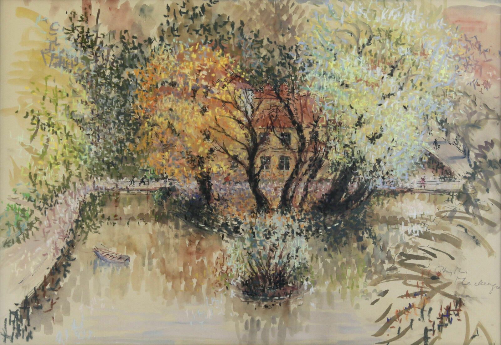 Watercolour By Phyllis Mackenzie. "Old House On The Island, Orebro, Sweden". photo furniture