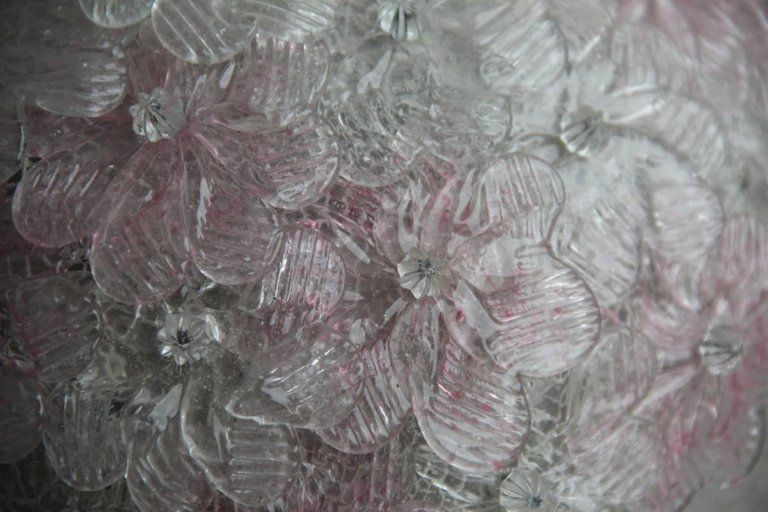 Pair Of Ceiling Lamps Bunch Flowers Murano Art Glass, 1950s Mid Century Modern photo vinterior