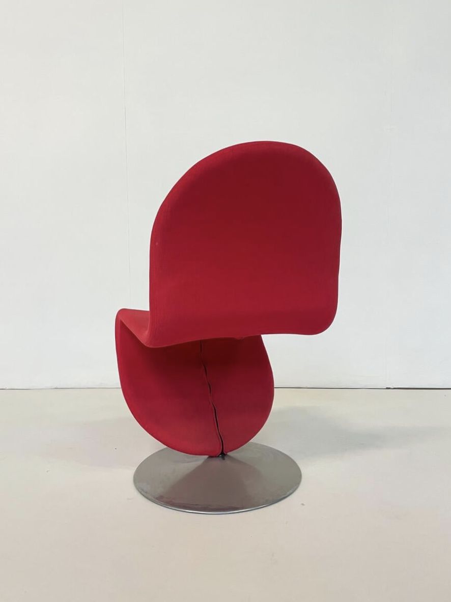 Furniture Mid Century Modern Set Of 6 Red System 123 Chairs By Verner Panton, 1973 photo