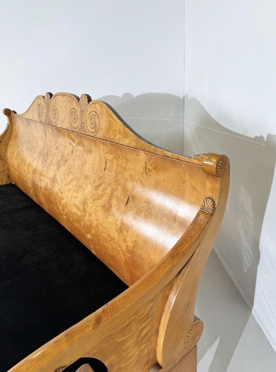 Bench In Birch Veneer, Russia, Early 19th Century photo for sale