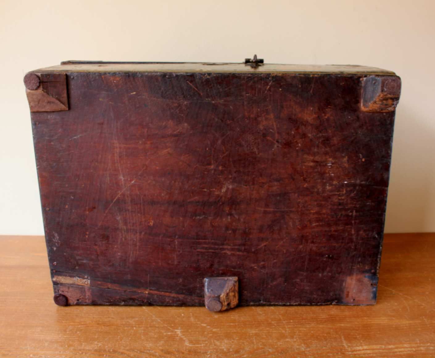 Home Decor Indian Rajastani Hand Painted Wood Marriage Dowry Box. 19th Century. photo