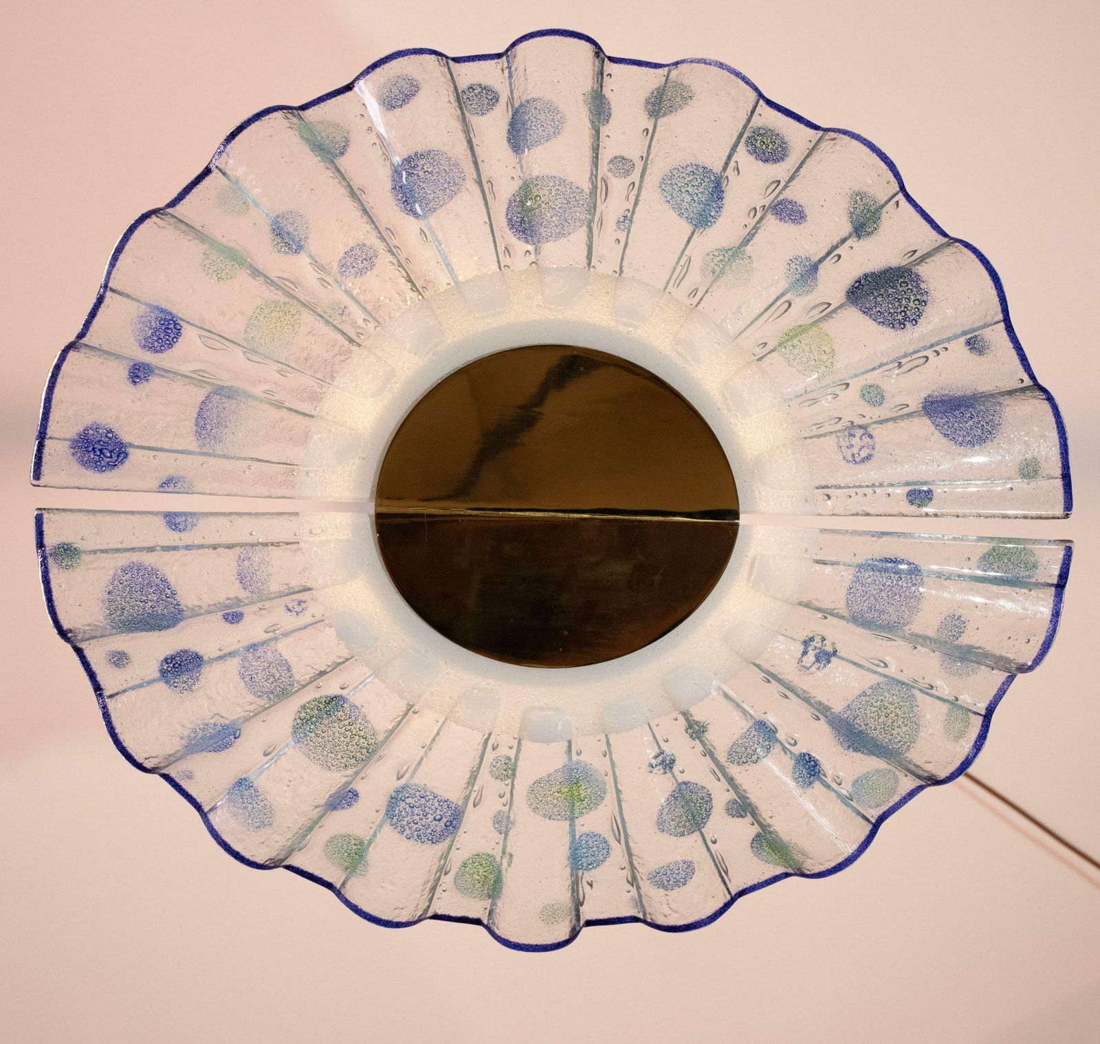 Blue Murano Glass Pendant In The Shape Of A Fan, 1970s photo Lighting